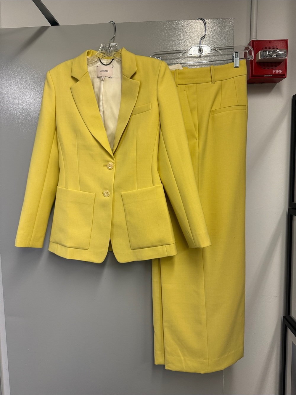 Yellow Two-Piece Tailored Blazer and Trouser Suit
